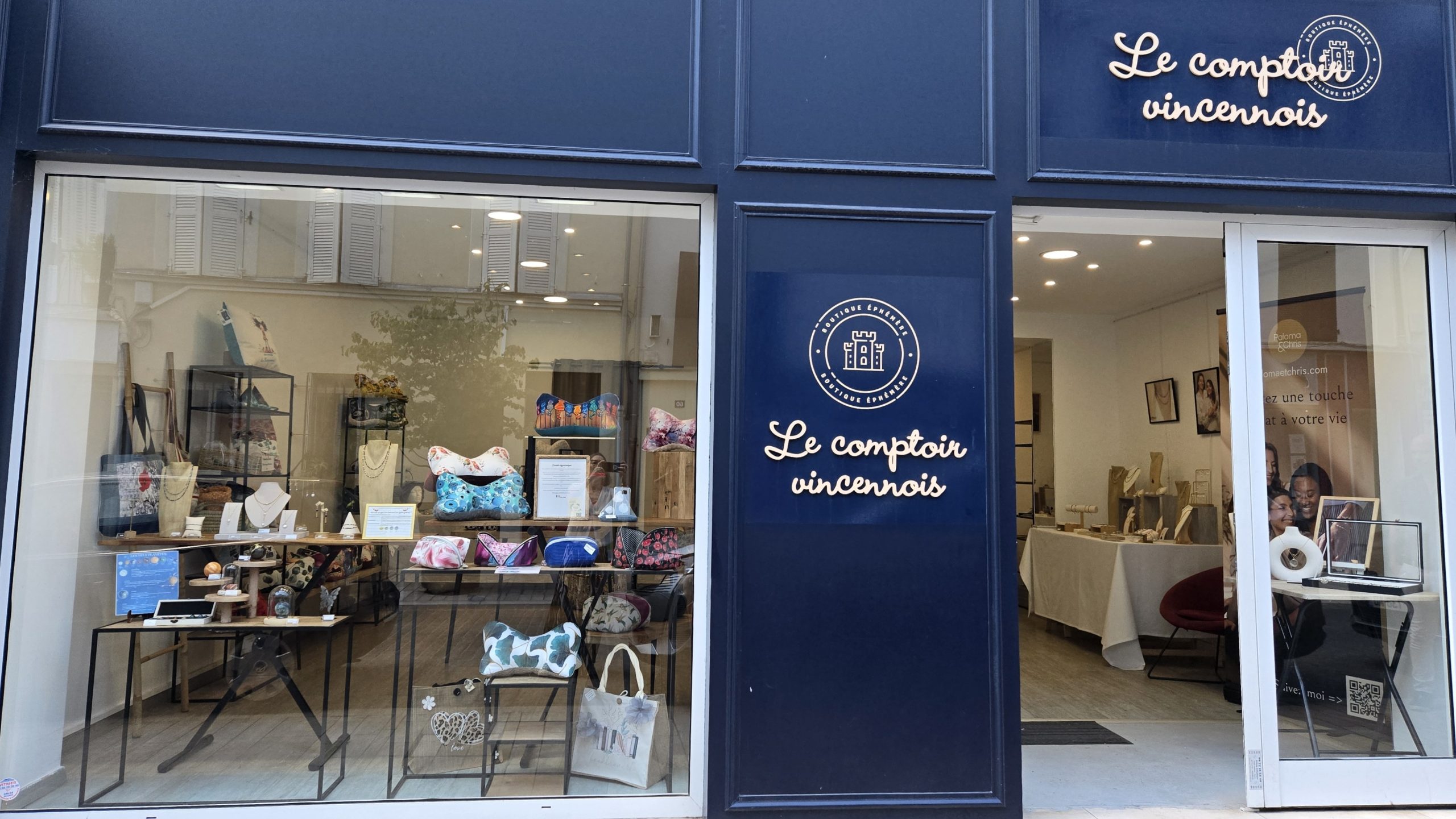 Vitrine de la boutique éphémère "Le Comptoir Vincennois"